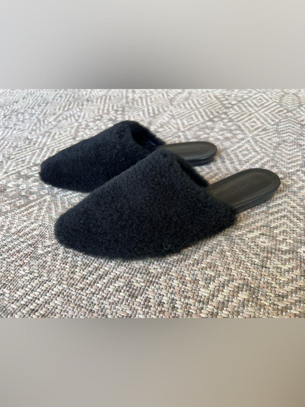Jenni Kayne Shearling Black Slip On Mules Fuzzy Womens EU 38 US‎ 7.5 8